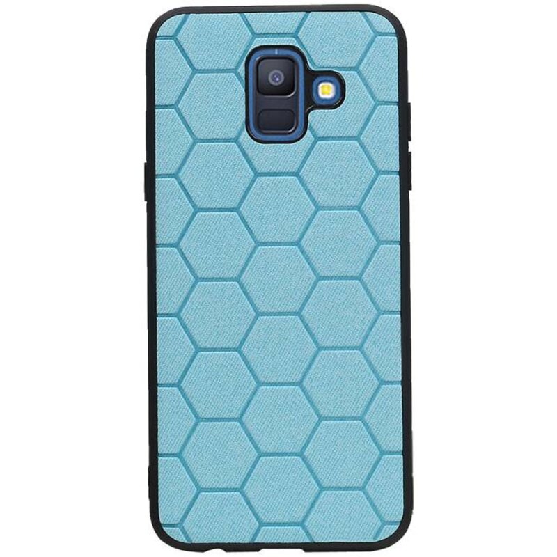 Étui rigide hexagonal pour Samsung Galaxy A6 2018 bleu