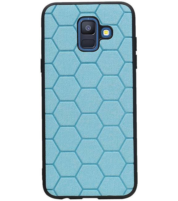 Étui rigide hexagonal pour Samsung Galaxy A6 2018 bleu