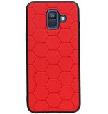 Estuche rígido hexagonal para Samsung Galaxy A6 2018 rojo