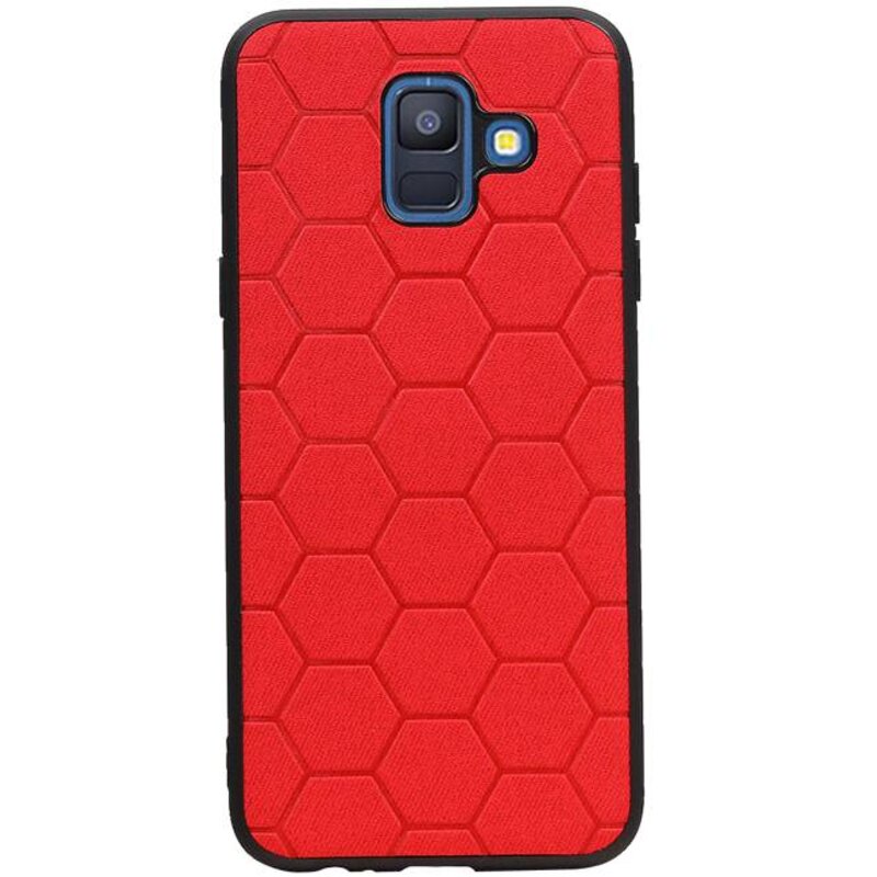 Étui rigide hexagonal pour Samsung Galaxy A6 2018 rouge