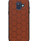 Estuche rígido hexagonal para Samsung Galaxy A6 2018 marrón