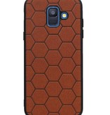 Étui rigide hexagonal pour Samsung Galaxy A6 2018 brun