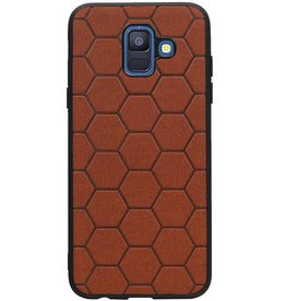 Estuche rígido hexagonal para Samsung Galaxy A6 2018 marrón