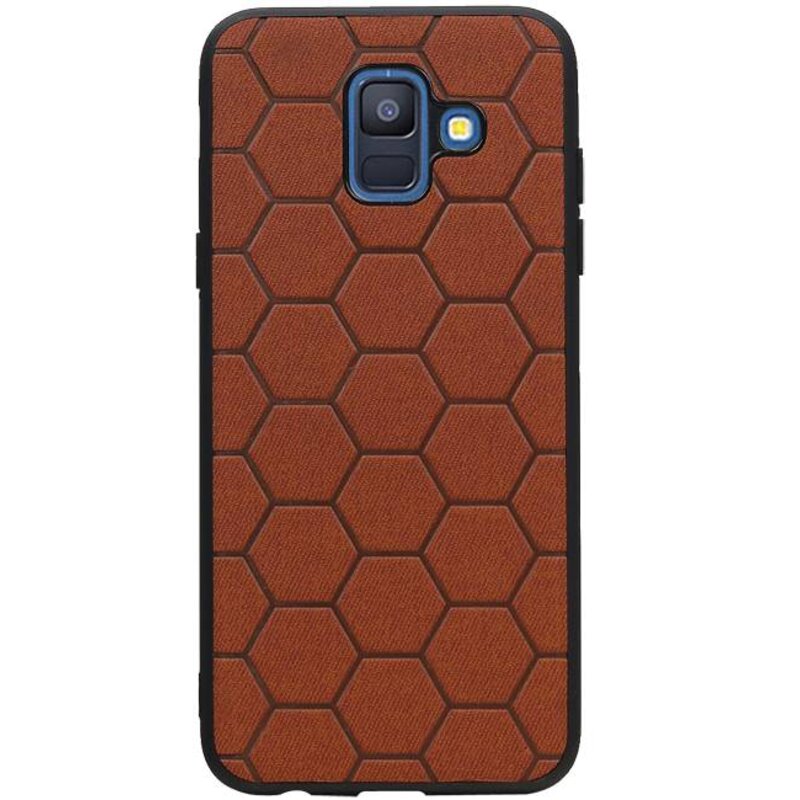 Étui rigide hexagonal pour Samsung Galaxy A6 2018 brun