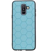 Étui rigide hexagonal pour Samsung Galaxy A6 Plus 2018 bleu