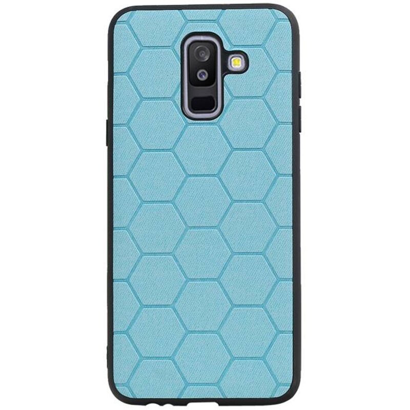 Étui rigide hexagonal pour Samsung Galaxy A6 Plus 2018 bleu