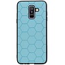 Étui rigide hexagonal pour Samsung Galaxy A6 Plus 2018 bleu