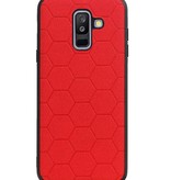 Estuche rígido hexagonal para Samsung Galaxy A6 Plus 2018 rojo
