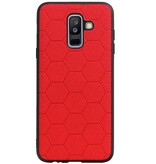 Étui rigide hexagonal pour Samsung Galaxy A6 Plus 2018 rouge