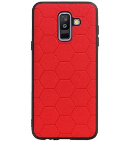 Étui rigide hexagonal pour Samsung Galaxy A6 Plus 2018 rouge