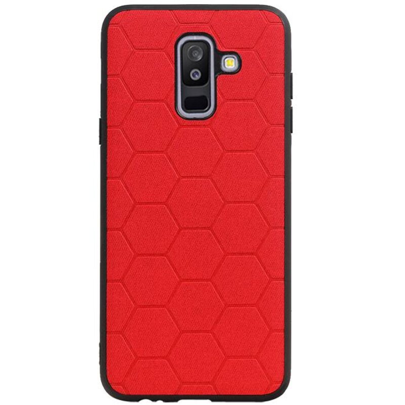 Étui rigide hexagonal pour Samsung Galaxy A6 Plus 2018 rouge