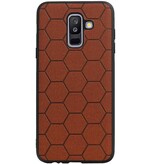 Étui rigide hexagonal pour Samsung Galaxy A6 Plus 2018 brun