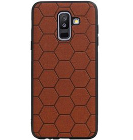 Estuche rígido hexagonal para Samsung Galaxy A6 Plus 2018 Marrón