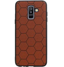 Étui rigide hexagonal pour Samsung Galaxy A6 Plus 2018 brun