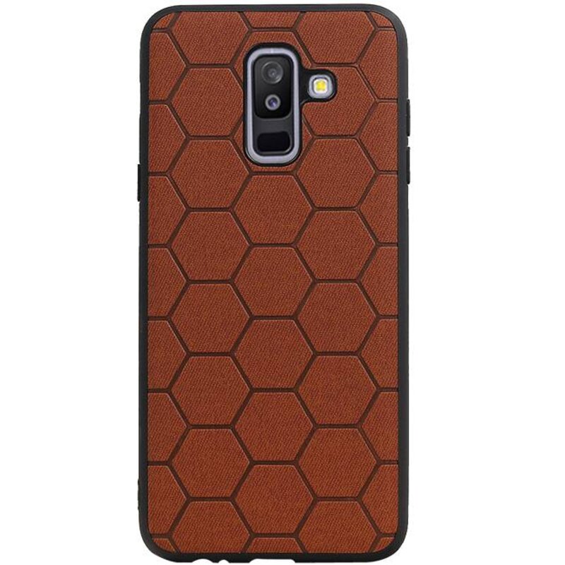 Estuche rígido hexagonal para Samsung Galaxy A6 Plus 2018 Marrón