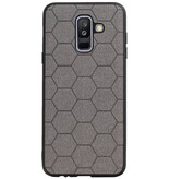 Étui rigide hexagonal pour Samsung Galaxy A6 Plus 2018 gris