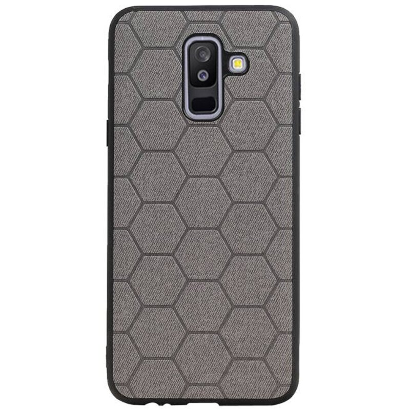 Étui rigide hexagonal pour Samsung Galaxy A6 Plus 2018 gris
