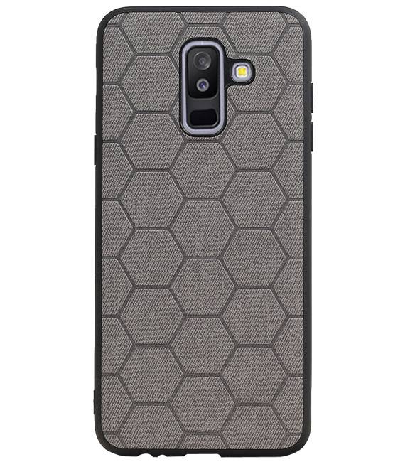 Estuche rígido hexagonal para Samsung Galaxy A6 Plus 2018 gris