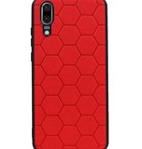 Estuche rígido hexagonal para Huawei P20 rojo