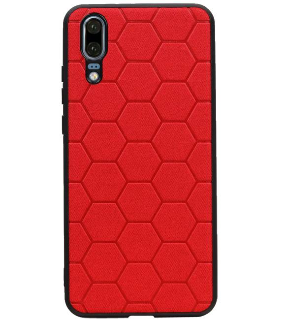 Estuche rígido hexagonal para Huawei P20 rojo