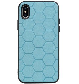 Étui rigide hexagonal pour iPhone X / iPhone XS bleu