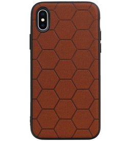 Étui rigide hexagonal pour iPhone X / iPhone XS brun