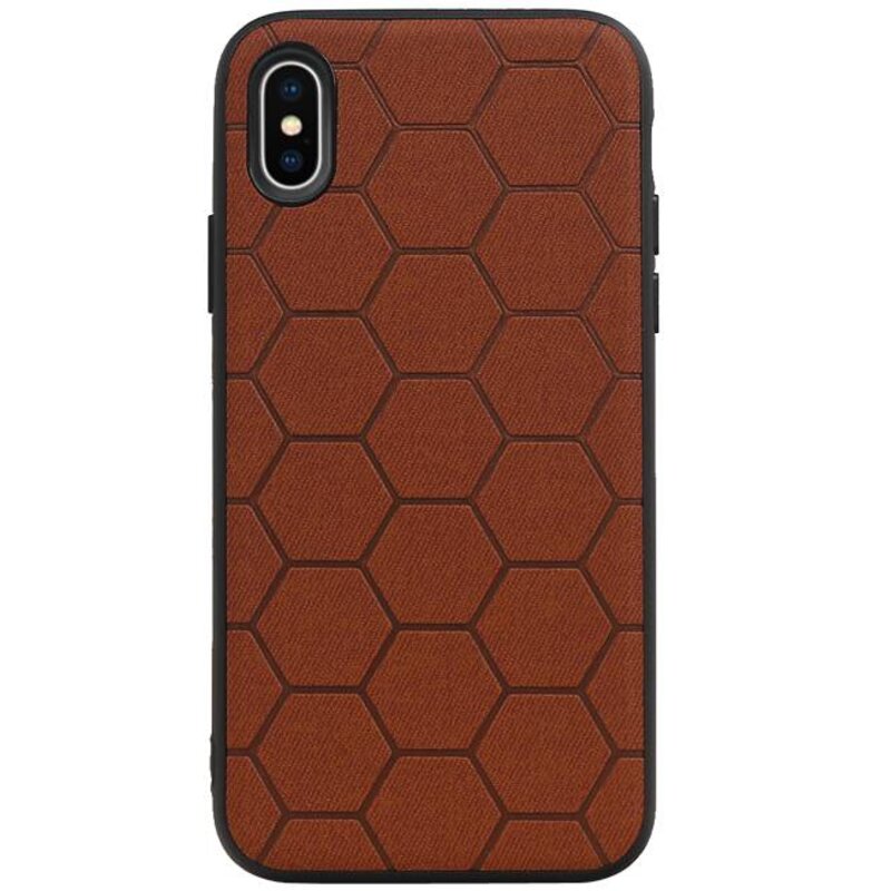Étui rigide hexagonal pour iPhone X / iPhone XS brun