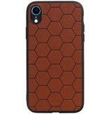 Custodia rigida esagonale per iPhone XR marrone