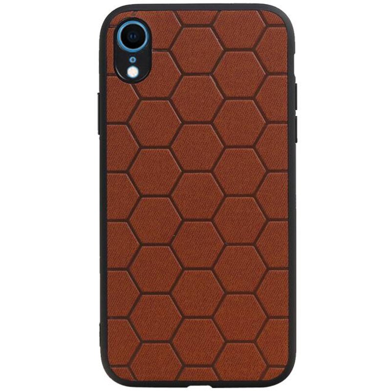 Estuche rígido hexagonal para iPhone XR Marrón