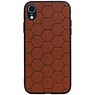 Étui rigide hexagonal pour iPhone XR brun