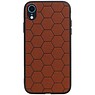 Hexagon Hard Case for iPhone XR Brown