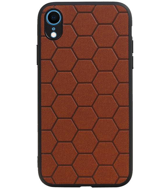 Hexagon Hard Case for iPhone XR Brown