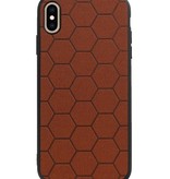 Étui rigide hexagonal pour iPhone XS Max brun