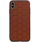 Étui rigide hexagonal pour iPhone XS Max brun