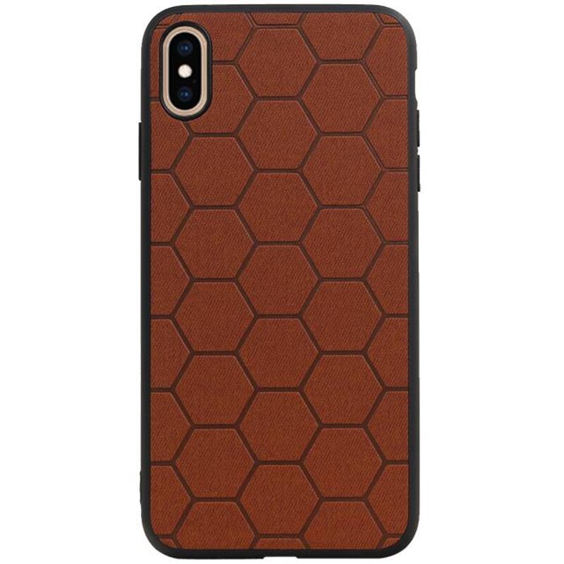 Étui rigide hexagonal pour iPhone XS Max brun
