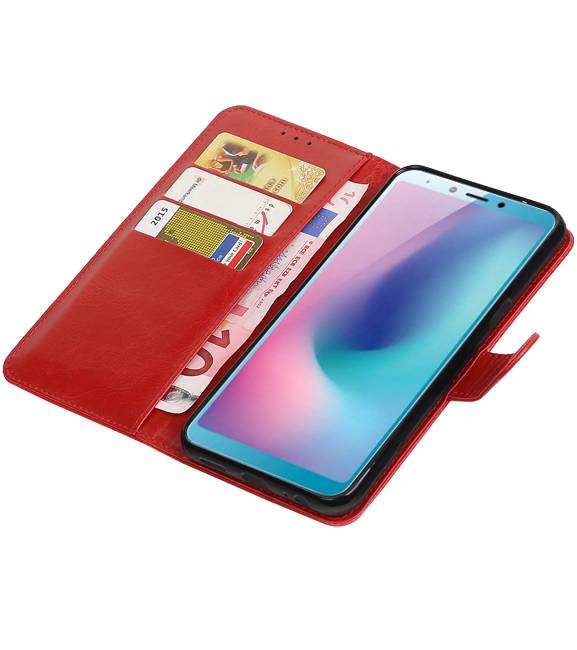 Pull Up Bookstyle voor Samsung Galaxy A6s Rood