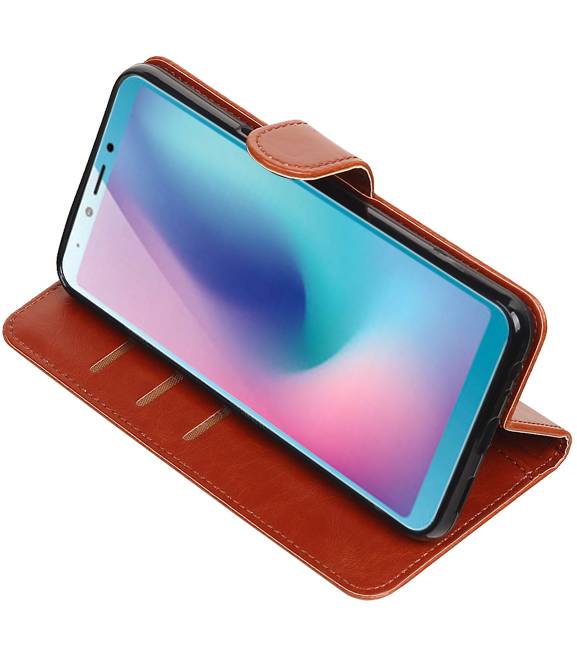 Pull Up Bookstyle voor Samsung Galaxy A6s Bruin