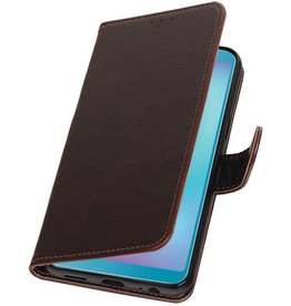 Style de livre Pull Up pour Samsung Galaxy A6s Mocca