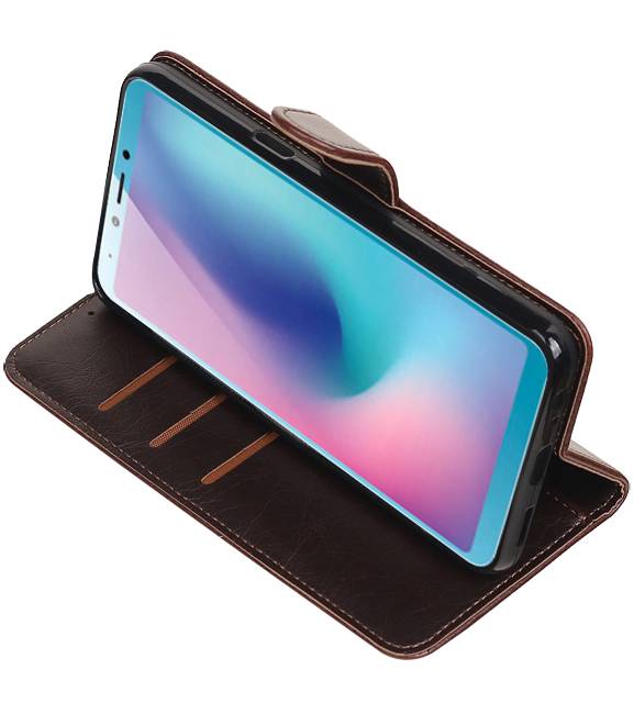 Pull Up Bookstyle voor Samsung Galaxy A6s Mocca