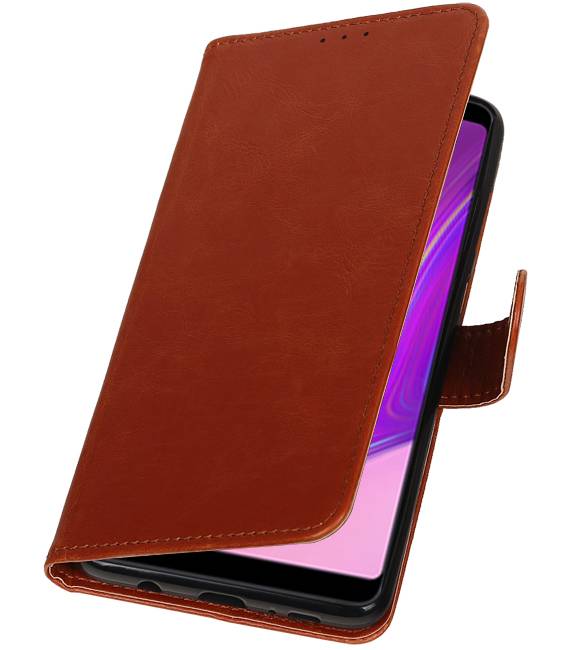 Pull Up Bookstyle voor Samsung Galaxy A9 2018 Bruin