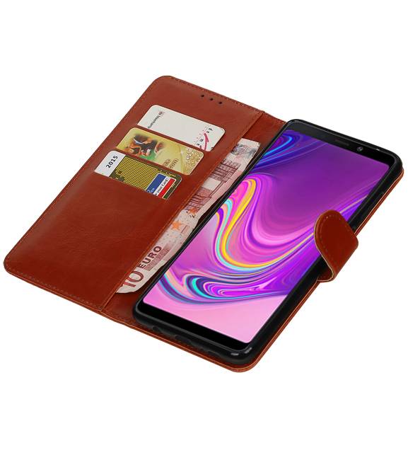 Pull Up Bookstyle voor Samsung Galaxy A9 2018 Bruin