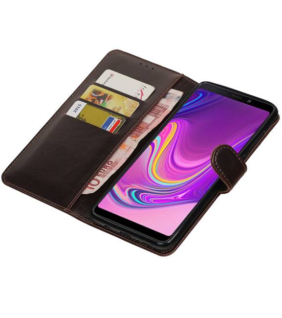 Pull Up Bookstyle voor Samsung Galaxy A9 2018 Mocca