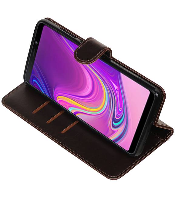 Pull Up Bookstyle voor Samsung Galaxy A9 2018 Mocca