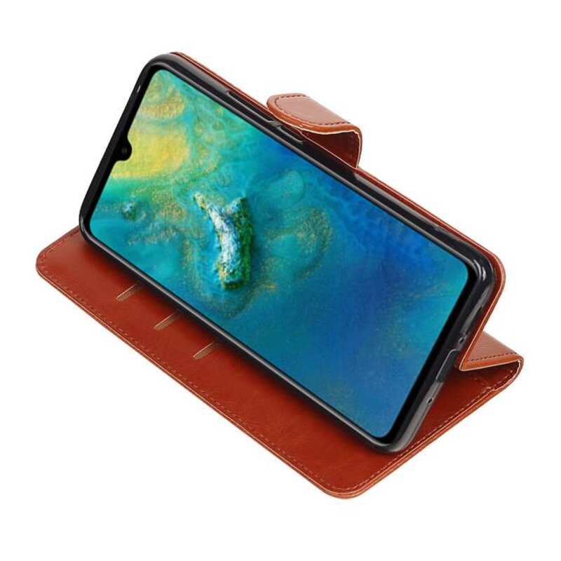 Style de livre tiré vers le haut pour Huawei Mate 20 Brown