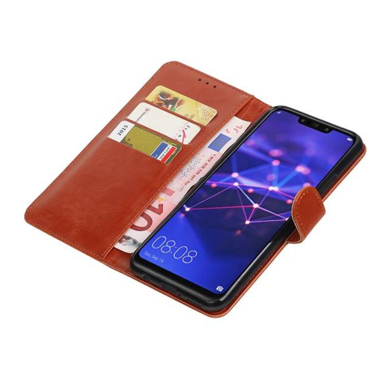 Style de livre tiré vers le haut pour Huawei Mate 20 Lite Brown