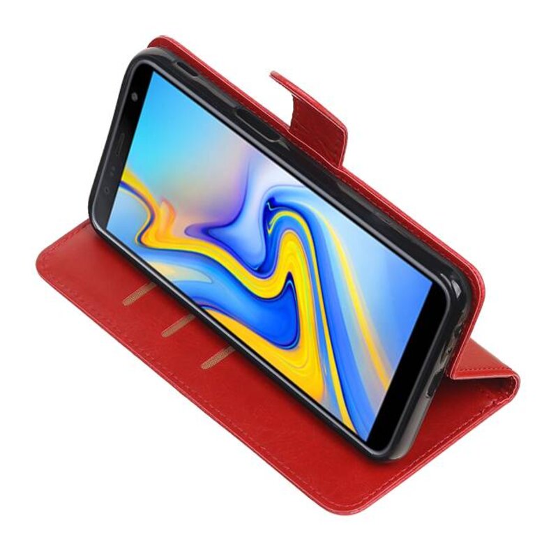 Træk op bogstil til Samsung Galaxy J6 Plus Red