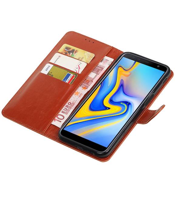 Pull Up Bookstyle voor Samsung Galaxy J6 Plus Bruin
