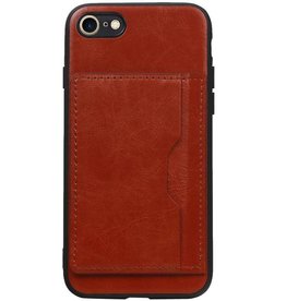 Staand Back Cover 1 Pasjes voor iPhone 8 / 7 Bruin