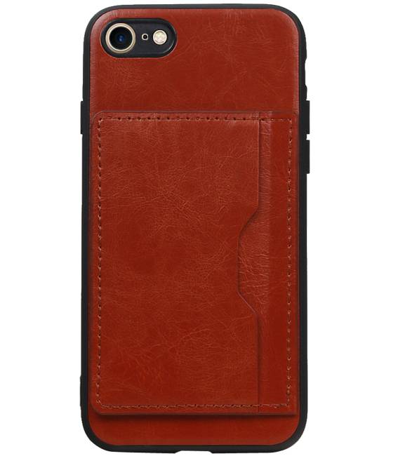 Staand Back Cover 1 Pasjes voor iPhone 8 / 7 Bruin