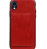 Stand Back Cover 1 Pases para iPhone XR Rojo